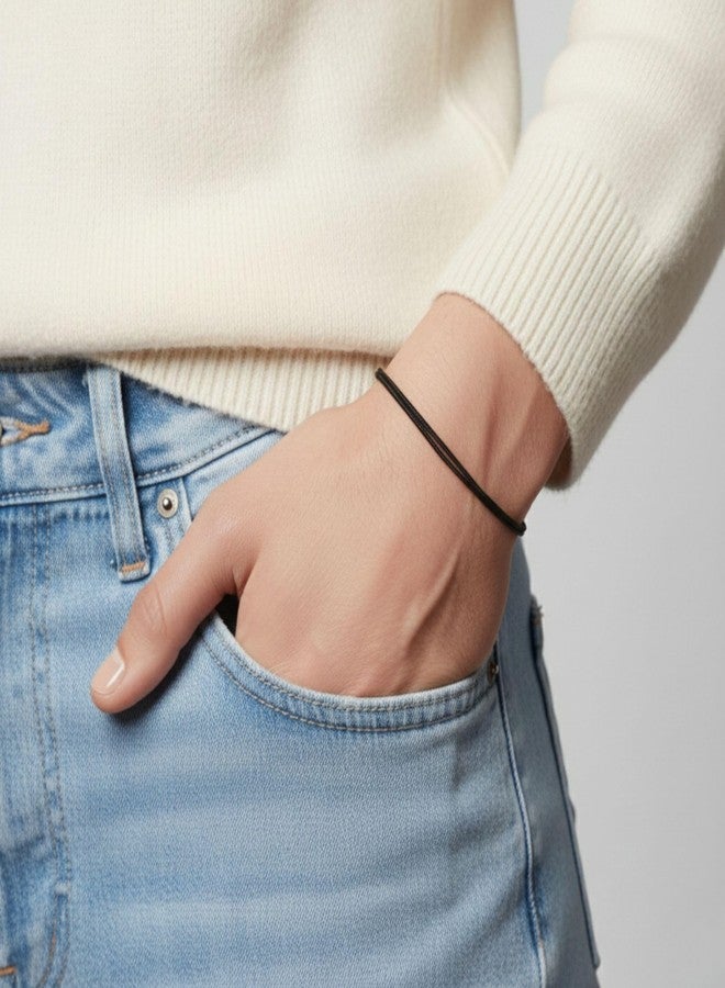Luck Strings Thin Black Cord Bracelet for Men Women Teen Unisex Adult - Waterproof Nylon Surfer String Friendship Bracelets Summer Beach Accessories - Image 5